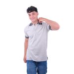 Sutra Silver Polo Black Collar Men Polo T-Shirt - Silver&Black