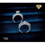 خاتم توأم من 3ماس بطلاء بلاتيني للنساء مع حجر زركون - فضي