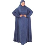product_image_name-Generic-Polka Dot Plaid One Piece Cotton Feel Comfortable Hijab Wrap - High Quality Islamic Prayer Drop - Loose Fit -Navy Blue-3