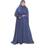 product_image_name-Generic-Polka Dot Plaid One Piece Cotton Feel Comfortable Hijab Wrap - High Quality Islamic Prayer Drop - Loose Fit -Navy Blue-4