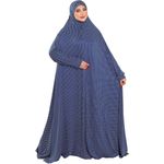 product_image_name-Generic-Polka Dot Plaid One Piece Cotton Feel Comfortable Hijab Wrap - High Quality Islamic Prayer Drop - Loose Fit -Navy Blue-5