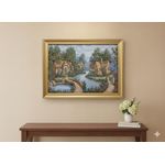 product_image_name-Generic-Landscape painting of swans, Gobelin tapestry, high-quality materials, natural gold wood frame, size 57 by 77 cm-7