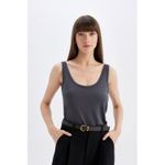 Defacto U-Neck Linen Blend Basic Tank Top