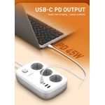LDNIO SE2 مقبس كهربائي أوروبي بقدرة 45 وات مزود بـ 3 مخارج كهرباء AC ومنفذي Type-C ومنفذي USB مع تصميم عالي الجودة. - image 5