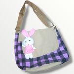 product_image_name-Generic-Cute Crossbody Bag, Checkered Print And Rabbit Charm-2