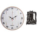 ساعة حائط دائرية خشبية أنالوج Solo B699-8 مع تابلوه خشبي على شكل حصان - 40 سم