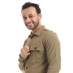 product_image_name-Red Circle-طقم بنطلون بلون كاكي بأزرار وإغلاق مرن عند الخصر-4