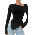 product_image_name-Fashion-Asymmetrical Nickline Stylish Top - Black-5