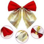 product_image_name-Generic-مجموعة فيونكات زينة مع شريط ذهبي – 6 قطع لتزيين شجرة الكريسماس والهدايا – لون أحمر-3