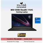 product_image_name-MSI-لابتوب للألعاب مجدد GS66 Stealth 11UG بمعالج Intel® Core™ i7 11800H - ذاكرة RAM 32GB - تخزين SSD 512GB - بطاقة رسوميات GPU NVIDIA® GeForce RTX™ 3070 سعة 8GB - درجة A - نظام Windows - شاشة 15.6 بوصة FHD 240Hz - لوحة مفاتيح إنجليزية/عربية-1