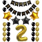 product_image_name-Generic-مجموعة عيد ميلاد سعيد 38 قطعة بالون باللونين الذهبي والأسود لعيد ميلاد الثاني، زينة حفل عيد ميلاد لعمر سنتين-3