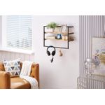 product_image_name-Generic-أرفف حمام صناعية معدنية بطبقتين تركب على الحائط، رف حمام 24 بوصة مع حامل منشفة، رف حائط معلق فوق المرحاض، أرفف عائمة لحامل المناشف، أرفف خشبية صلبة بإطار معدني، أسود-6