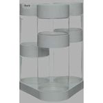 منظم توابل دوار، 6 حاويات شفافة، حواف وردية، قاعدة مثلثة، خالٍ من BPA