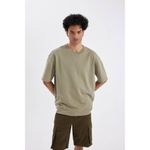 product_image_name-Defacto-Man Crew Neck Oversize Fit Short Sleeve T-Shirt - Lt.Khaki-4