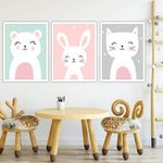 product_image_name-Home Art Tableau-برواز بأطار أبيض, تصميم كرتوني - لديكور غرف الاطفال,3 قطعة-1