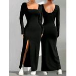 product_image_name-SHEIN-فستان كاجوال نسائي بلون موحد بأكمام طويلة وياقة مربعة وفتحة على الحافة-6