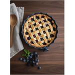 product_image_name-Generic-صحنة تارت وفطيرة بورسلين بحافة متموجة ومقبض كروي جانبي، أدوات خبز من الفرن إلى الطاولة، طلاء أزرق كوبالت مرقط - الطراز الحرفي-2