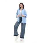 product_image_name-Andora-Turned down Collar Long Sleeve Blouse - Light Blue-5