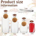 product_image_name-Generic-جار زجاجي بغطاء كورك محكم الإغلاق، 3 عبوات برطمانات زجاجية شفافة لتخزين الحلوى، برطمانات ماسون حاوية تخزين الطعام بغطاء كورك كروي لتقديم التوابل والسكر والملح والشاي والقهوة (500 مل/700 مل/1000 مل)-3