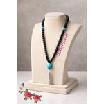 product_image_name-O Accessories-سبحه للسيارات من احجار الاونكس الطبيعي الاسود 99 حباية - معدن فضي مع فيروز ازرق طبيعي-2