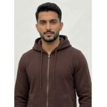 Generic سويت شيرت بني بسحاب - 100% قطن - قصة عادية