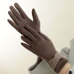 product_image_name-SHEIN-Women’s Winter Touchscreen Gloves – Brown Fleece with Leather Cross Strap-2