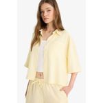 product_image_name-Defacto-Woman Shirt Neck Oversize Fit Short Sleeve Shirt - Yellow-4