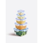 product_image_name-Generic-Dunya reusable plastic square box container set can be used for food storage meal prep leftovers  food storage set consists of 5 Pcs varies in the size (500-900-1500-2400-3750 ml) transparent-1