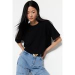 product_image_name-Trendyol-Black 100% Cotton Premium Crop Crew Neck Knitted T-Shirt-2