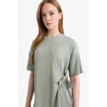 product_image_name-Defacto-Woman Bike Neck Relax Fit Short Sleeve T-Shirt - Lt.Green-1