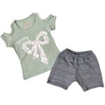 طقم شورت بيبي بناتي فيونكة - 5108 - اخضر