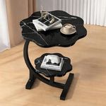 product_image_name-Generic-طاولة جانبية للاريكة بتصميم مزدوج الطبقات صغيرة الحجم وموفرة للمساحة مع هيكل ثابت من مادة صلبة متينة وسهلة التحريك، أثاث لغرفة المعيشة وغرفة النوم والأريكة (أسود رخامي)-1