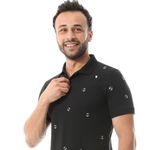 product_image_name-Andora-تي شيرت بولو بفتحة عادية بتصميم مطرّز - أسود-4