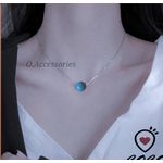 O Accessories سلسله حريمي فضي دلايه  وفيروزه أزرق