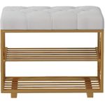product_image_name-Generic-Shoe Cabinet Storage Bench End of Bed Bench Shoe Rack Bench Double Layer,Shoe Changing Stool with Flannel Cushion,Entrance Wrought Iron Shoe Stool Frame (Color:a,Size:80 * 35 * 44c-1