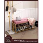product_image_name-Generic-Shoe Cabinet Storage Bench End of Bed Bench Shoe Rack Bench Double Layer,Shoe Changing Stool with Flannel Cushion,Entrance Wrought Iron Shoe Stool Frame (Color:a,Size:80 * 35 * 44c-3