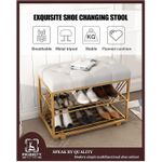product_image_name-Generic-Shoe Cabinet Storage Bench End of Bed Bench Shoe Rack Bench Double Layer,Shoe Changing Stool with Flannel Cushion,Entrance Wrought Iron Shoe Stool Frame (Color:a,Size:80 * 35 * 44c-6