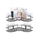 KITCHENOO Metal bathroom corner shelf with rust-resistant adhesive sticker with a basket design to prevent water from accumulating in it to organize all bathroom accessories. Painted with high-quality paint