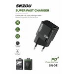 product_image_name-SNZOU-شاحن حائط فائق السرعة 30W بتقنية GaN يدعم الشحن السريع PD مع حماية من قصر الدائرة والشحن الزائد، متوافق مع الهواتف الذكية والأجهزة اللوحية للاستخدام المنزلي والمكتبي، موديل SN381-2