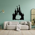 product_image_name-Generic-لوحة حائط خشبية بتصميم قلعة الأميرة - ديكور ليزر من MDF للمنزل وغرفة المعيشة - أسود-2