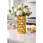 product_image_name-Generic-فازة ديكور خزفية ذهبية بتصميم فقاعات عصري، 17 سم * 8.5 سم، أسطوانية لامعة للزهور والديكور المنزلي-3