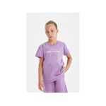 product_image_name-Defacto-Girl Crew Neck Regular Fit Short Sleeve T-Shirt - Plum-2