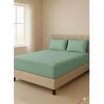 YARLIN طقم سرير من يارلن(ملاية سرير بأستيك لسرير مقاس 200 سم وغطاء وسادتين صغيرتين , مينت جرين)