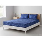 YARLIN طقم سرير من يارلن (ملاية سرير بأستيك لسرير مقاس 180 سم وغطاء وسادتين صغيرتين بتصميم نويز بلو)