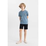 product_image_name-Defacto-Boy Regular Fit Short Sleeve Knitted Pyjamas - Blue-1