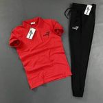 Two Piece-T-shirt&Pants-Red/Black