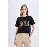 Defacto Woman Regular Fit Short Sleeve T-Shirt - BLACK