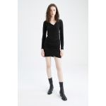 product_image_name-Defacto-Woman Wrap Wrap Long Sleeve Knitted Dress - Black-1