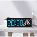 ساعات الحائط - ساعة حائط رقمية LED ثلاثية الأبعاد عصرية لطاولة المكتب مع منبه، مصباح ليلي متين + شاحن لاسلكي