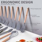 product_image_name-Generic-19 Piece Kitchen Utensil Set, Silicone Knife and Utensil Set with Holder, Multi-Use Wooden Handles, (Charcoal (Light))-2